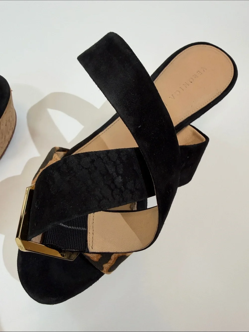 Veronica Beard Hurley Platform Wedge Sandal Size 7 Cork Leopard Print
